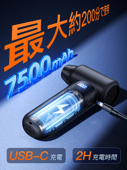 【1分でばやく掃除】 エアダスター 電動ブロワー 小型 ディスプレイ＆電量風量表示 過熱保護 ブロアー ワンタッチ暴風モード＆無段階風速調節300000RPM高速回転 超強力150m/sな風速 4種類ノズル LEDライト 収納袋付き USB-C充電式 PC掃除/エアコン/キーボード/車内/洗車用 日本語取扱説明書