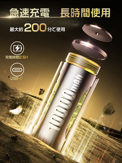 【日本正規品】エアダスター 電動ブロワー ブロアー 洗車 300000RPM 超強力 10000mAh 120m/sな風速 4段階風量調整 USB-C充電式 LEDライト PC掃除/空気入れ コードレス 収納袋付き 日本語取扱説明書