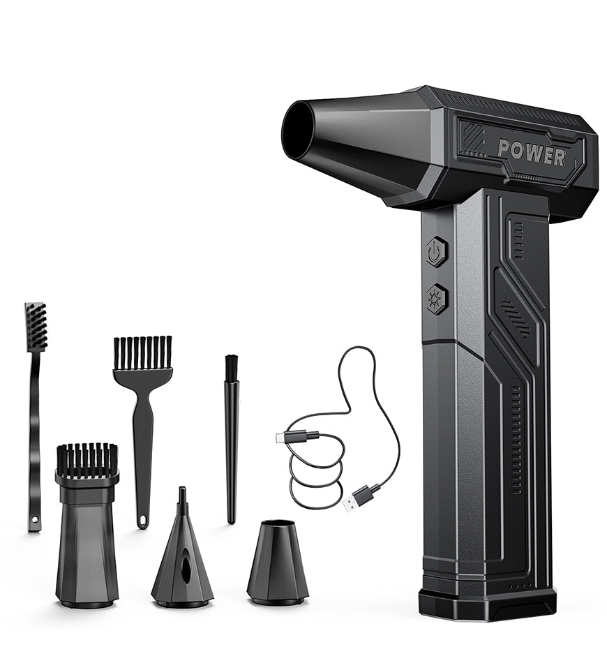 【日本正規品】エアダスター 電動ブロワー ブロアー 洗車 300000RPM 超強力 10000mAh 120m/sな風速 4段階風量調整 USB-C充電式 LEDライト PC掃除/空気入れ コードレス 収納袋付き 日本語取扱説明書