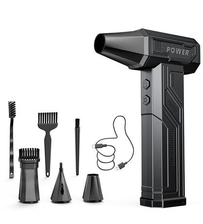 【日本正規品】エアダスター 電動ブロワー ブロアー 洗車 300000RPM 超強力 10000mAh 120m/sな風速 4段階風量調整 USB-C充電式 LEDライト PC掃除/空気入れ コードレス 収納袋付き 日本語取扱説明書